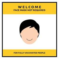 gezichtsmasker niet vereist voor gevaccineerde mensen banner vector