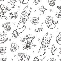 schattige katten naadloze patroon op een witte geïsoleerde achtergrond. schets. vector handgetekende print voor kinderkleding.