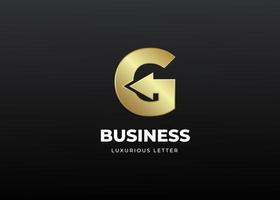 eerste letter g-logo-ontwerp met luxe gouden gradiëntconcept vector