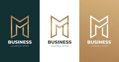 eerste letter m-logo-ontwerp met gouden gradiëntconcept luxe vector