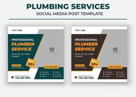 professionele loodgieterservice, social media-sjabloon voor loodgietersservice vector