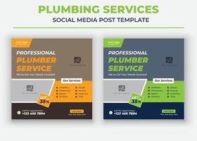 professionele loodgieterservice, social media-sjabloon voor loodgietersservice vector