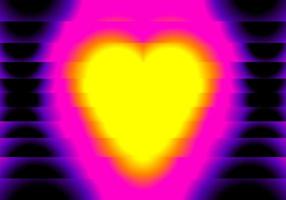 geel hart roze rand zwarte achtergrond vector