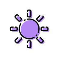 schattig paars zon helderheid pictogram plat ontwerp voor app label vectorillustratie vector