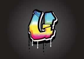 u brief 3d graffiti druipend alfabet lettertype vector