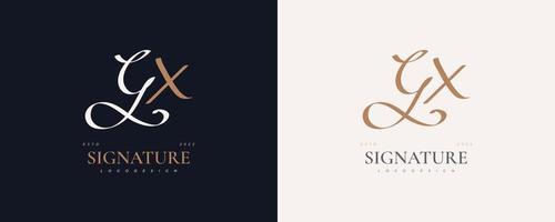 eerste g en x-logo-ontwerp in elegante en minimalistische handschriftstijl. gx handtekening logo of symbool voor bruiloft, mode, sieraden, boetiek en zakelijke identiteit vector