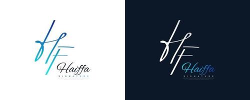 eerste h en f-logo-ontwerp met elegante en minimalistische handschriftstijl. hf handtekening logo of symbool voor bruiloft, mode, sieraden, boetiek en zakelijke identiteit vector