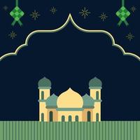 lege ruimte uithangbord voor ramadan kareem groet met platte ontwerp moskee grafische en islamitische decoratieve elementen vector