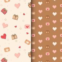 patroon met hart liefdesbrief en cadeau pixelart vector