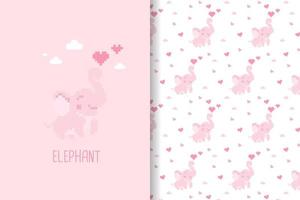 olifant patroon met roze achtergrond vector