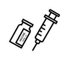 spuit en vaccin pictogram vlakke stijl illustratie vector