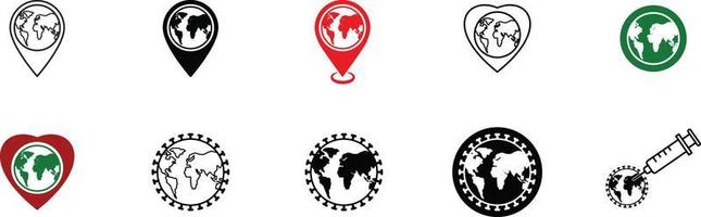 wereldbol blad pictogram vector logo ontwerpsjabloon