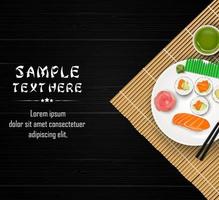 sushi, Japans eten op donkere houten tafel achtergrond vector