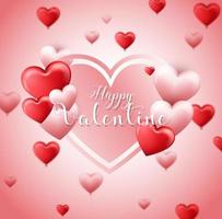 Valentijnsdag achtergrond met rode en roze harten vector