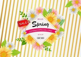 lente verkoop achtergrond banner met mooie kleurrijke bloem vector