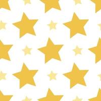 naadloze patroon met gele sterren op witte achtergrond voor plaid, stof, textiel, kleding, kaarten, postkaarten, scrapbooking papier, tafelkleed en andere dingen. vector afbeelding.