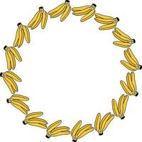 rond frame met creatieve banaan op witte achtergrond vector