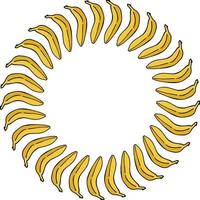 rond frame met verticale banaan op witte achtergrond vector