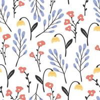 abstract bloemen naadloos patroon. felle lentekleuren van bloemen, bloeiende print vector