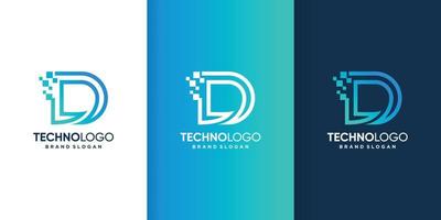 technologie logo sjabloon met initialen d voor bedrijf premium vector
