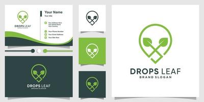 druppels blad logo sjabloon en visitekaartje met moderne concept premium vector