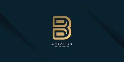 gouden creatief logo met initiaal b, uniek, letter b, premium vectordeel vector