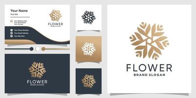 bloem abstract logo sjabloon met creatief concept en visitekaartje ontwerp premium vector