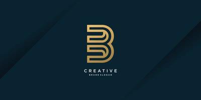 gouden creatief logo met initiaal b, uniek, letter b, premium vectordeel vector