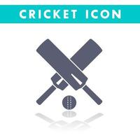 cricket pictogram, gekruiste cricket vleermuizen en bal pictogram geïsoleerd op wit, cricket pictogram met cricket vleermuizen, vectorillustratie vector