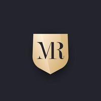 mijnheer monogram met schild, vector logo