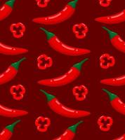Red hot chili peppers geïsoleerde naadloze patroon sjabloon. eenvoudige platte cartoon vector achtergrond. biologisch voedsel stof print. koken restaurant menu achtergrond.