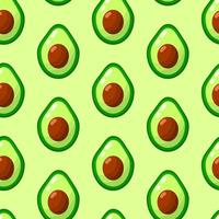avocado plantaardig naadloos patroon. cartoon platte gezonde voeding achtergrond. groen biologisch natuurproduct. leuke eenvoudige stoffenafdruksjabloon. vector