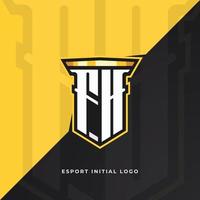 initiële fh met pilaar, vector eerste letter monogram esport en gaming-logo sjabloon