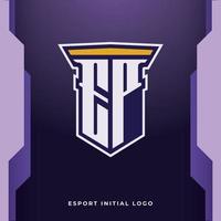 initiële ep met pilaar, vector eerste letter monogram esport en gaming logo sjabloon