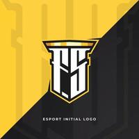 initiële fs met pilaar, vector eerste letter monogram esport en gaming-logo sjabloon