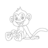 schattige kleine aap overzicht kleurplaat voor kinderen dierlijke kleurboek cartoon vectorillustratie vector