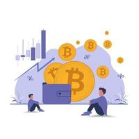 bitcoin blockchain-concepthandel en investeringen doen voor bitcoin, cryptobanner voor reclame voor crypto-presentatie, neigingsgrafiek in vector, illustratie vector