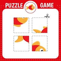 puzzelspel voor kinderen. vis vector