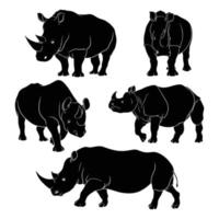 hand getekend silhouet van neushoorn vector