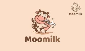 moo melk vector logo stripfiguur. dit logo is ideaal voor voedsellogo, melk- of kaasproduct, ijsproduct, yoghurtproduct. en anderen. het is ook uitstekend geschikt voor print, website of andere media.