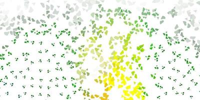 lichtgroene, rode vectorachtergrond met chaotische vormen. vector