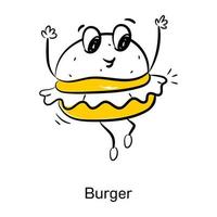 kijk eens naar dit schattige icoon van hamburger, doodle vector