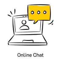 moderne handgetekende icoon van online chat vector