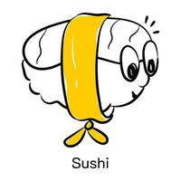 boeiend sushi-pictogram in de hand getekende stijl vector