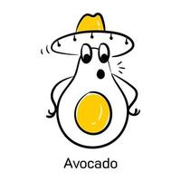 zorgvuldig vervaardigd doodle icoon van avocado vector