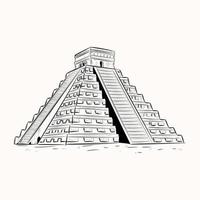 Maya tempel, met de hand getekende illustratie van el castillo vector