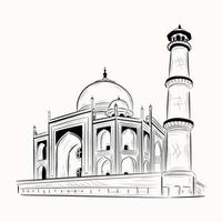 doodle illustratie van taj mahal is klaar voor premium gebruik vector