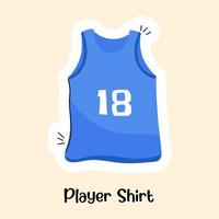 shirt met nummer 18, platte sticker van spelersshirt vector