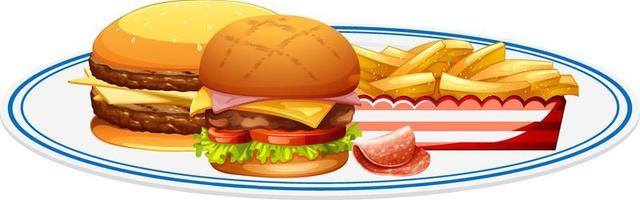 fastfood hamburger en frietjes vector