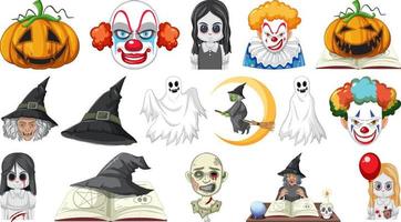 halloween set met enge monsters vector